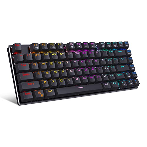e元素 ゲーミングキーボード 81キーアンチゴーストキー メカニカル式 RGB発光LEDバックライト付き USB有線高速反応 防水 ゲーム用 パソコン (赤軸，ブラック) Z-88
