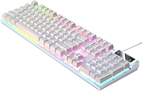 Maiitmor PCゲームオフィス用のゲーミングキーボードUSBRGBバックライト付き, 白い HXZ-5617