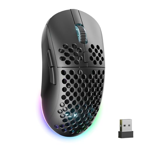 GravaStar TMKB M1 ゲーミングマウス 無線 ワイヤレスマウス 24000DPI 光学センサー 3モード接続(2.4G/Bluetooth 5.2/USB-C有線) 180時間連続使用 軽量90g ハニカムデザイン マクロ対応6ボタン RGBライティング PC/Mac対応 (マットブラック)