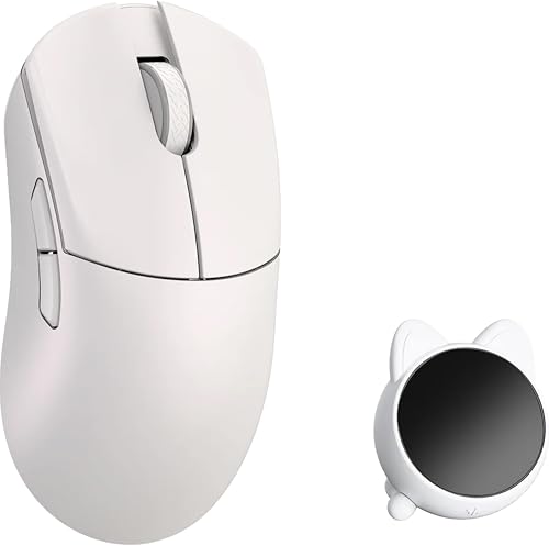 SMACKAPE WLMOUSE Huan 48g 超軽量 マグネシウム合金 ゲーミングマウス 8K音声&ディスプレイレシーバー デュアル8Kワイヤレス/有線 PAW3950HSセンサー RGBホイール照明 北欧 54H20 (ホワイト(OMスイッチ))
