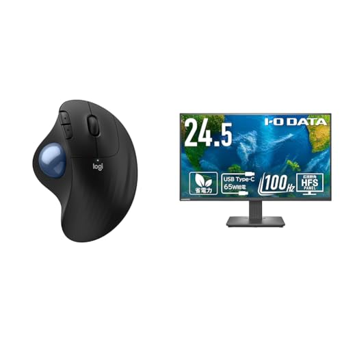 Logicool 【セット買い】 【Amazon.co.jp限定】 ロジクール 静音 ワイヤレス トラックボール マウス M575SPD + IODATA モニター 24.5インチ EX-C251SH
