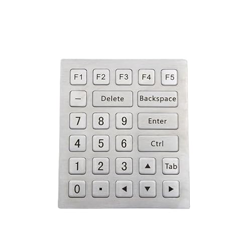 JGBVFFH 工業用グレードの強化ステンレススチールキーボード、IP65防水性および防塵性を備えた26キーメタルバックライト付きキーボード(Backlight)