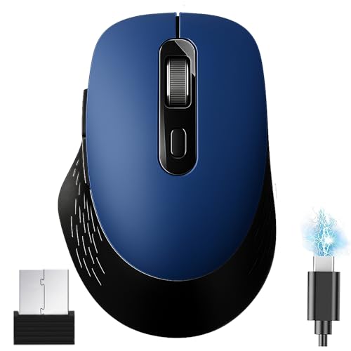 MEFELE Cln ワイヤレスマウス bluetooth 5.2 + 2.4GHz 無線 静音 Type-C充電式 小型 戻る/進むボタン搭載 6ボタン 5DPI切替 3台デバイス同時接続可能 4000 DPI ゲーミングマウス 握りの極み デュアルモード Windows Mac iPad OS iOS Android ChromeOS対応 (ブルー)