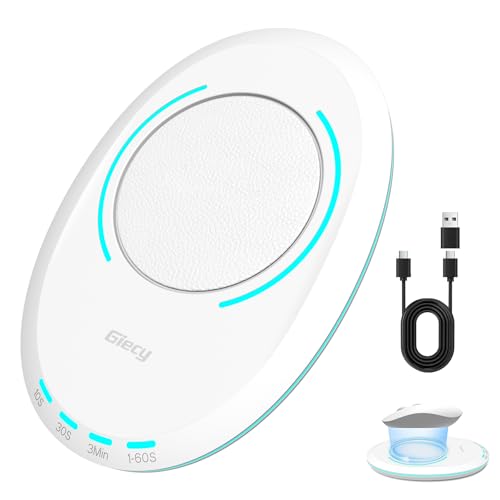 Giecy ウルトラスリム検出不能マウスムーバー、調節可能なインターバルタイマー付きマウスジグラー、リアルなマウスの動きをシミュレートし、コンピューター、ラップトップ、アクティブ、オフィス、自宅、リモートワークを維持(ホワイト)