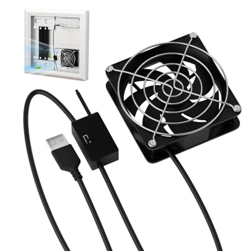 Riaisttd USB冷却ファン、5V温度制御空気クーラー、コンパクト電子デバイス放熱ファン、ルーターモデムTVボックス換気システム、ホームワークショップガレージリビングルーム冷却アクセサリーの使用法 VSKI197BNP4P7O0H3MLW