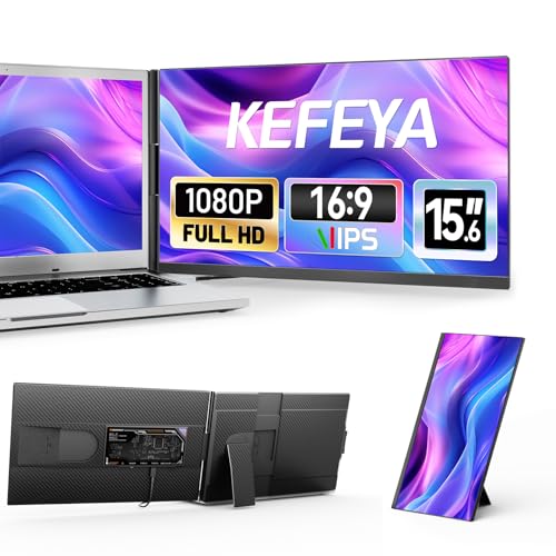 KEFEYA ノートパソコン用ポータブルモニター 14インチフルHD IPSディスプレイスクリーン トリプルノートパソコンスクリーンエクステンダー 13インチ~17インチのMac Windows Chromeに対応 P5