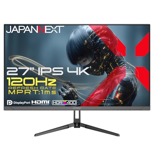 JAPANNEXT 【Amazon.co.jp限定】JAPANNEXT 27インチ IPSパネル搭載 120Hz/1ms(MPRT)対応 4K(3840×2160)解像度 ゲーミングモニター JN-iA27G120U2 HDMI2.1 DP sRGB:100% HDR400相当 PS5 4K:120Hz接続 VRR【2年保証】