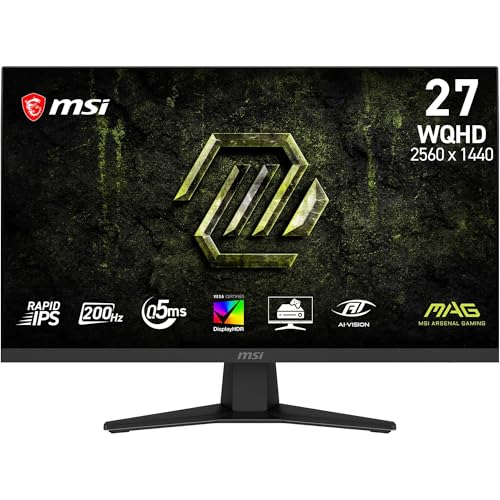 MSI ゲーミングモニター MAG 274QF E20 27インチ/WQHD/RAPID IPS/200Hz/0.5ms（GTG、最小値）/DisplayHDR 400/G-SYNC Compatible/HDMI 2.0b/DP 1.4a/VESA100/PIP/PBPメーカー3年保証 3CE4