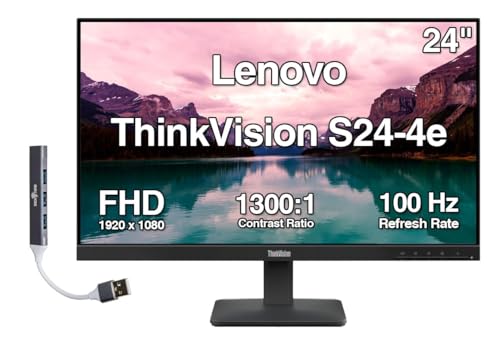 Lenovo ThinkVision T24-40 24インチ FHD IPSモニター 応答時間4ms、フリッカーフリー、VESAマウント(100x100mm)、ディスプレイポート、HDMI & Dockztorm USBポート拡張機、ブラック (64A4MARXUS) 64B5KAT1UZ