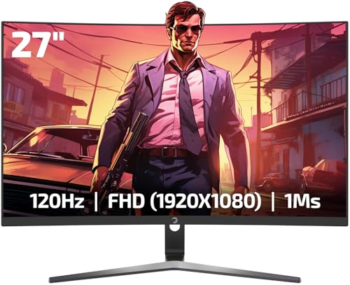 JAPANNEXT GAMEPOWER F20 27インチ湾曲ゲーミングモニター 120Hz 1080p ディスプレイ 応答時間1ms AMD FreeSync HDR対応 125%sRGB RGBバックライト デュアルスピーカー ゼロフレーム設計 HDMI&VGA入力 1500R VIVID F20