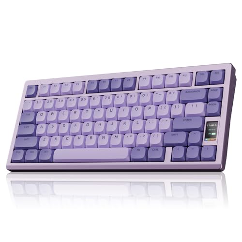 OOCTPK Chilkey ND75 LP ロープロファイル アルミニウム メカニカルキーボード 75%ワイヤレスゲーミングキーボード 画面付き トライモード クイック分解 RGBバックライト付きキーボード ノートパソコン オフィス PC用 (パープル)