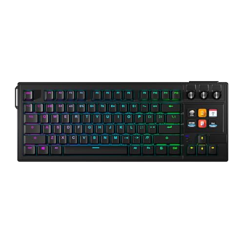 Annadue メカニカルゲーミングキーボード、78キーホットスワップ可能なレッドスイッチ人間工学に基づいた有線RGBゲーミングメカニカルボード、PCデスクトップ用のカスタマイズ可能なノブ付き (黒) An7wn2kxi6by-11