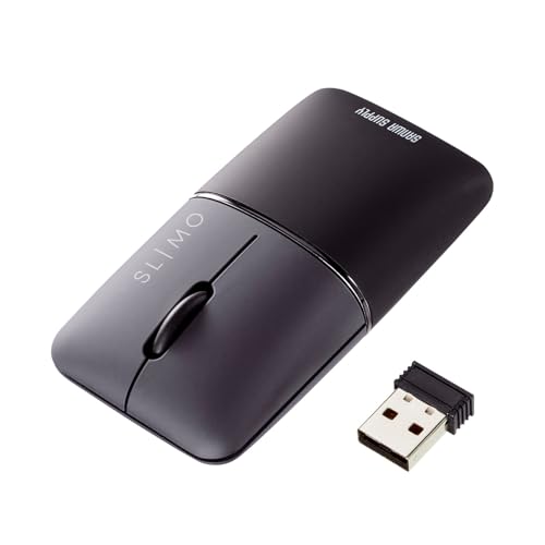 サンワサプライ モバイルマウスBluetooth/ワイヤレス(USBA)接続コンボ(デュアルモード)タイプ充電式薄型・コンパクトブラックSLIMOシリーズMA-WBBS310BK