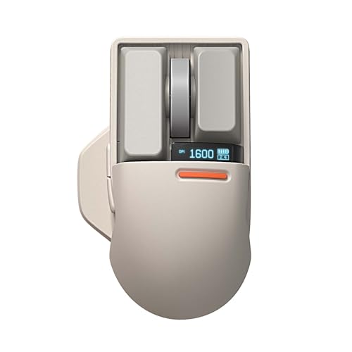 Lofree Touch PBT ワイヤレスマウス（ブロックレトロ・ライトグレー）充電式/USBレシーバー・Bluetooth・有線3モード/4000DPI・OLED搭載/ガラス面対応 Mac/Windows PC/ノートブック対応 技適認証取得 OE909