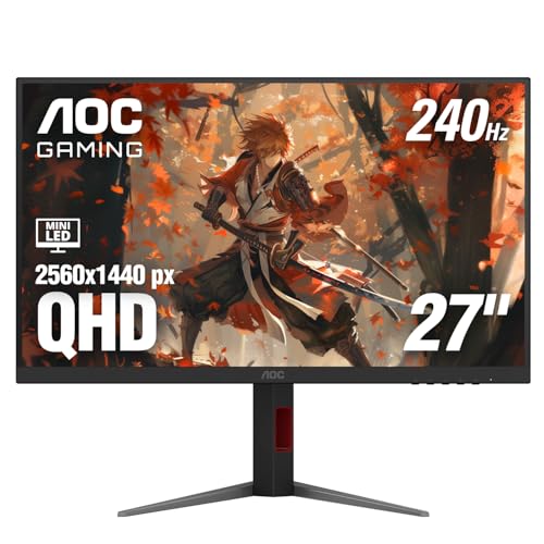 AOC Gaming Q27G4ZMN 27インチ Mini-LED ゲーミングモニター QHD ウルトラワイド 1440p 240Hz 1ms DisplayHDR 1000 Adaptive-Sync 1152調光ゾーン Xbox/PS5/Switch対応 3年間 ゼロブライトドット
