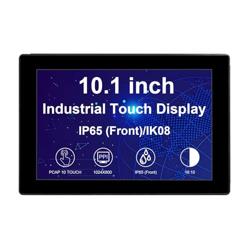 VSDISPLAY 10.1インチ静電容量式10ポイントタッチモニター 1280x800 IPS 防水 防塵ディスプレイ H/D VGAビデオ入力対応 産業用、屋外用、Koisk用 VS-101M-NBC3B02