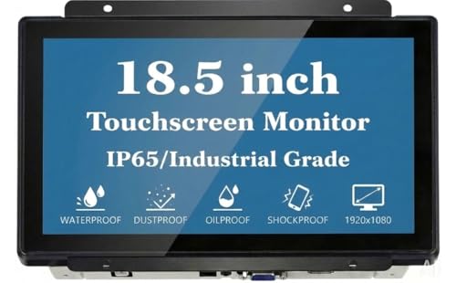 RIUIIN 18.5インチオープンフレーム静電容量式タッチスクリーンモニター、1920x1080解像度16:9アスペクト比防水、VESA+パネルマウント、キオスク、オートメーション、POS、販売、HMI、デジタルサイネージ用 7x24時間作業用 RS185