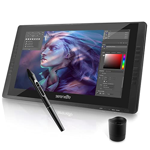 SereneLife アクティブペン付きグラフィックタブレット - 22インチ フルラミネート技術アートモニター 8192圧力レベルワイヤレススタイラス付き - デジタル描画、オンライン教育、デザイン - Mac、Windows OS用