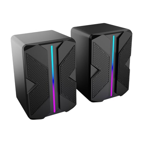 NMFLAB USBパワーPCスピーカー カラフルなRGBsライティング 3.5mm サウンドデザイン PC ノートパソコン モニター デスクトップ ライト付き小型スピーカー