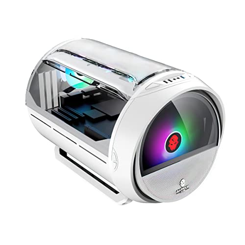 NTG Micro-ATX Mini-ITX 対応 強化ガラス USB3.0 超大口径 20cmファン 斬新 円筒 自作 ゲーミング USB3.0 (ホワイト)