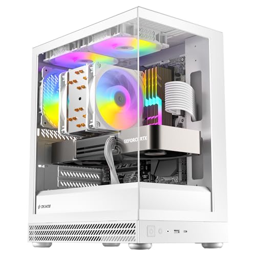 OKINOS Aqua UNO ポーラー(ホワイト) 120mm ARGBファン3個を標準搭載したコンパクトなピラーレスミニタワー AQUA UNO Polar (White) Compact MicroATX Case