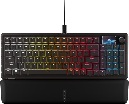 DHKING CORSAIR VANGUARD 96 有線ゲーミングキーボード 96% 配列 メカニカル ? MLX Quantum リニアスイッチ, LCDスクリーン, Flashtap SOCD, 8000Hz, Elgato Stream Deck 連携 ? 英語配列 QWERTY ? ブラックCH-91E901H-NA