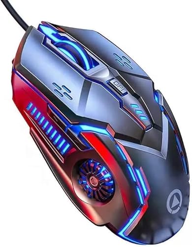 CHONCHOW 有線ゲーミングマウス 3200DPI光学センサー RGB照明 6つのメカニカルボタン 人間工学 互換性 軽量 丈夫なマウス PC/ノートパソコン/Mac用 (ブラック) (グレー (クリックサウンド)) A-G5