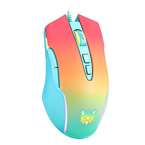 LUAMY マウス 有線ゲーミングマウス7ボタンプログラミングマウス調整可能800-6400dpi RGB.バックライトマウス (色 : 青, Size : One size)