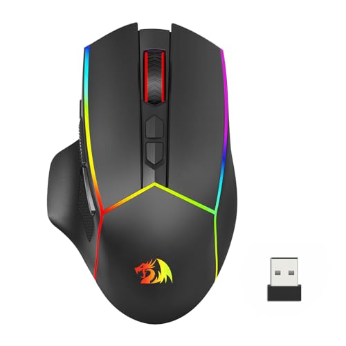 Redragon ブラック Redragon M814RGB-PRO RGB 2.4GHz/Bluetooth/有線 3モード 8000DPI エルゴノミクスゲーミングマウス（ファイアボタン付き）