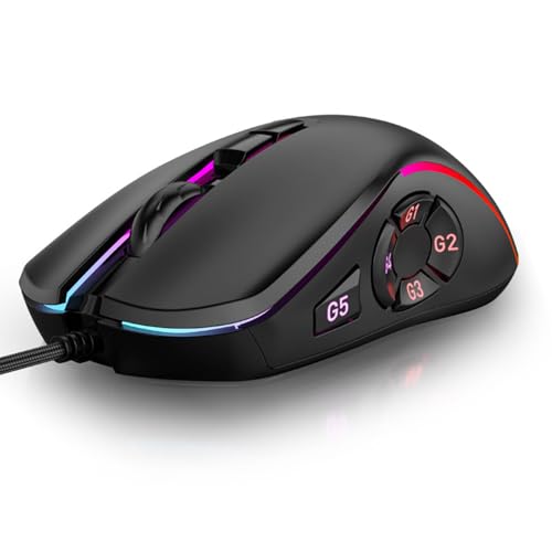 Zunate RGBゲーミングマウス 6段階調節可能 DPI 7200dpi有線ゲーミングマウス ポータブルUSBゲーミングマウス ホームオフィス用有線コンピュータマウス Zunatesog8mgqp5r