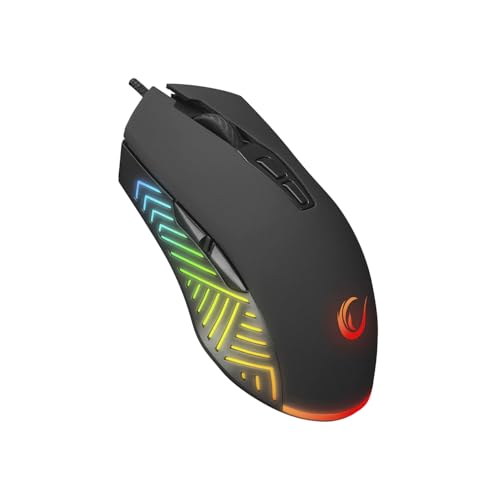 RAMPAGE GEAR Rampage Spear V2 ブラック 有線ゲーミングマウス RGB照明付き – 12800 DPI プログラム可能なボタン7つ 軽量人間工学ゲーミングマウス PC/Mac/ノートパソコンゲーマー用 SMX-G68