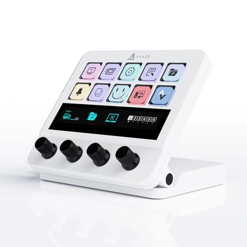 AJAZZ (エイジャズ) マクロキーパッド ストリーム コントローラー デッキ ゲーム ストリーミング ショートカット キーボード 10キー LCD プログラマブル ビジュアル AI タッチパッド ロータリーノブ4個付き YouTube、デスクオフィスのセットアップ、ノートパソコン、PC、Mac用 AKP05E