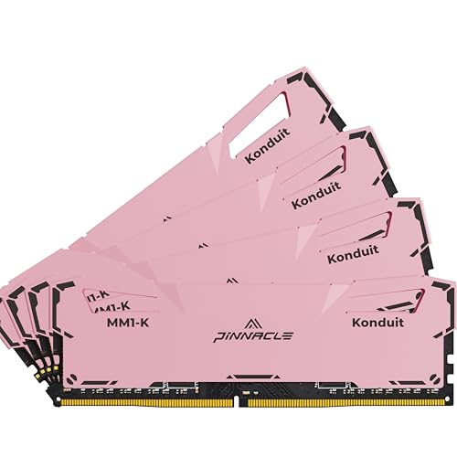Timetec Pinnacle Konduit 32GB KIT(4x8GB) DDR4 3200MHz PC4-25600 CL16-18-18-38 XMP2.0 オーバークロック 1.35V AMDおよびIntelデスクトップゲーミングPCメモリモジュール RAM対応 - ピンク