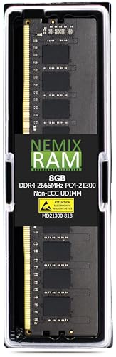 NEMIXRAM NEMIX RAM 8GB (1X8GB) DDR4 2666MHZ PC4-21300 1Rx8 1.2V CL19 288ピン ノンECCバッファード UDIMM デスクトップPCメモリ SUPERMICRO Desktop Gaming SuperWorkstationマザーボード対応 MBD-C9Z390-CG。 MBD-C9Z390-CGW