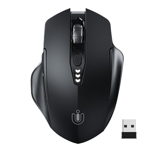 Uineer マウス 無線、[アップグレード]可視バッテリーディスプレイ、充電式ワイヤレスマウス 2.4G USB、4調節可能なDPIレベル、ラップトップPCコンピュータ用の光学式 mouse (マットブラック) U6P
