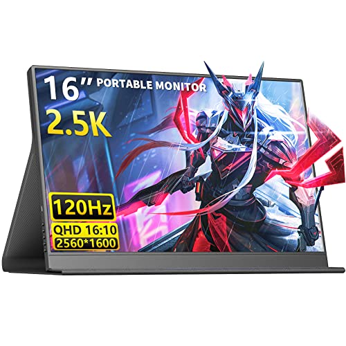 MAGICRAVEN ポータブルゲーミングモニター ゲームコンソール&ノートパソコン用 - 16インチ 2.5K 120Hzディスプレイ、デュアルUSB-C&HDMIによるスムーズなゲームプレイ、内蔵スピーカー、PS5、Xbox、Switchで動作、旅行、自宅、オフィスに最適 M1601