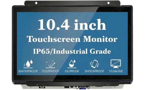 RIUIIN 10.4インチオープンフレーム静電容量式タッチスクリーンモニター、1024x768解像度4:3アスペクト比防水、VESA+パネルマウント、キオスク、オートメーション、POS、自動販売、HMI、デジタルサイネージ用 7x24時間作業用 RS104