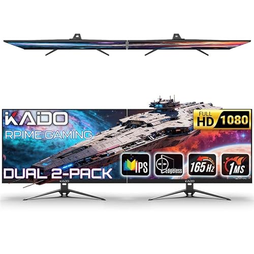 Kado デュアルモニターセットアップ - 27インチ 1920x1080 コンピューターモニター 75Hz VESA マウント HDMI オフィス ゲーミング ハイブリッド 内蔵スピーカー (E27 デュアルシリーズ) 2個パック E27X-DUAL