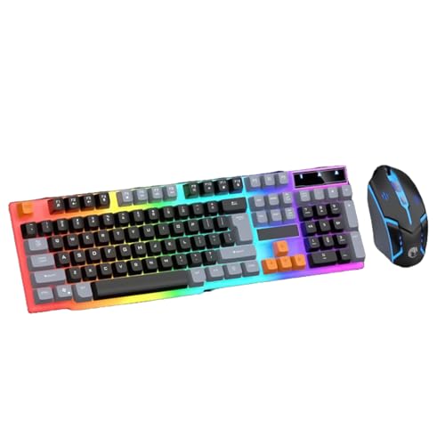 YROHGKPN LED コード付きゲーミング キーボード コンボ調整可能な 1600DPI ゲーミング メカニカル プログラマブル メカニカル キーボード