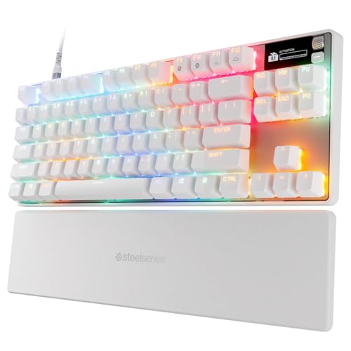 steelseries ラピッドタップ ラピッドトリガー ゲーミングキーボード テンキーレス 有線 英語配列 防音設計 磁気ホール効果センサー OmniPointスイッチ 有機ELディスプレイ搭載 Apex Pro TKL Gen 3 White US ホワイト 64898