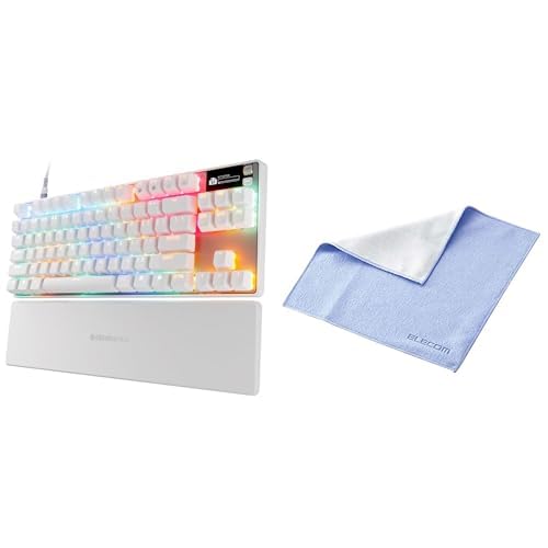 SteelSeries 【公式セット品】SteelSeries ラピッドタップ ラピッドトリガー ゲーミングキーボード テンキーレス 有線 英語配列 防音設計 磁気ホール効果センサー OmniPointスイッチ 有機ELディスプレイ搭載 Apex Pro TKL Gen 3 White US ホワイト 64898【エレコム クリーニングクロスセット】