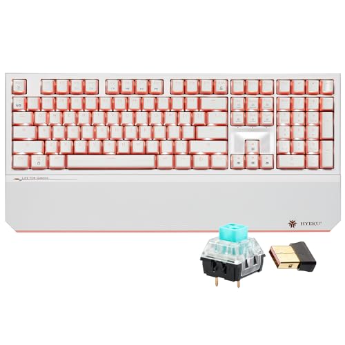 Hexgears X5 ワイヤレス メカニカル キーボード フルサイズ 108キー Kailh Box 3.0 クリッキースイッチ 人間工学 Nキーロールオーバー リストレスト付きバックライト付きゲーミングキーボード (ピンク)