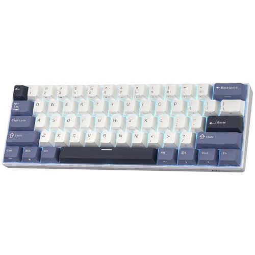 RK ROYAL KLUDGE RK61 ワイヤレスメカニカルキーボード、60% トリプルモード BT5.0/2.4G/USB-C コンパクトゲーミングキーボード、PBTキーキャップ、プロソフトウェア、ホットスワップ対応カスタムスイッチ、（赤軸の感触）,US QWERTY レイアウト