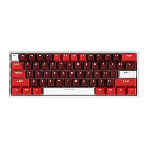 KIMOCA メカニカルキーボード ホットスワップ 61Key 英語配列 赤軸 キーボード 機械式 ゲーミングキーボード コンパクト Bluetooth 2.4G 無線 USB 有線 防水 充電式 RGB LEDバックライト オフィス/ゲーミング用 日本語取扱説明書(紅葉, 61 Key(USB/Bluetooth/2.4G)) ZK61