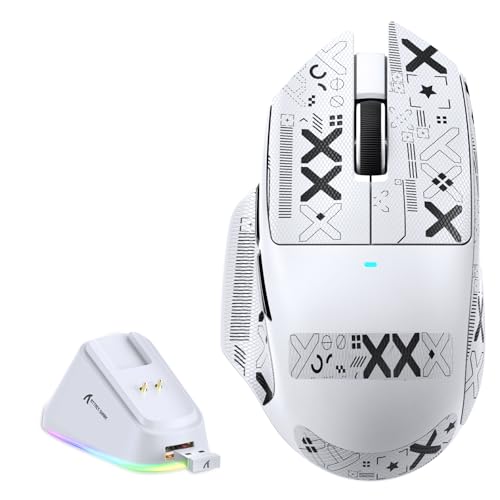 ATTACK SHARK V6 ゲーミングマウス 3モード ワイヤレス Bluetooth/2.4GHz/有線 軽量 65g超軽量 BK52820 高性能チップ搭載 PAW3311光学センサー最大25,000 DPI 40G加速度 磁気充電ドック付属 微動スイッチ1億回耐久 プロゲーマー及びハイエンドユーザー向け 滑り止めシール 技術基準適合証明番号：219-259562（ホワイト）