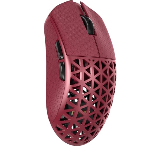 ATTACK SHARK R5 Ultra カーボンファイバーゲーミングマウス スーパーライト42g PAW3950MAXセンサー Nordic52840 8Kポーリングレートワイヤレス/有線/Bluetooth 3モード42000DPI 8K無線対応FPSゲーミング マイクロスイッチ ドライバー搭載コスパ 脚垫付きXP、Win10/11 Mac OS、Linuxステッカー付き(RED）