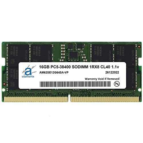 Adamanta 16GB (1x16GB) Gigabyte Aorus 15 XE5 DDR5 4800MHz PC5-38400 SODIMM 1Rx8 CL40 1.1v 262ピン ノートパソコン メモリモジュール アップグレード RAM AM62SE12G64-VP