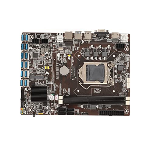 ASHATA B75 シリーズ LGA1155 DDR3 マイニング マザーボード、デスクトップ PC 用、12 グラフィックス スロット、VGA HDMI 出力、冷却ファン CPU 付き ASHATAwbd6412uco