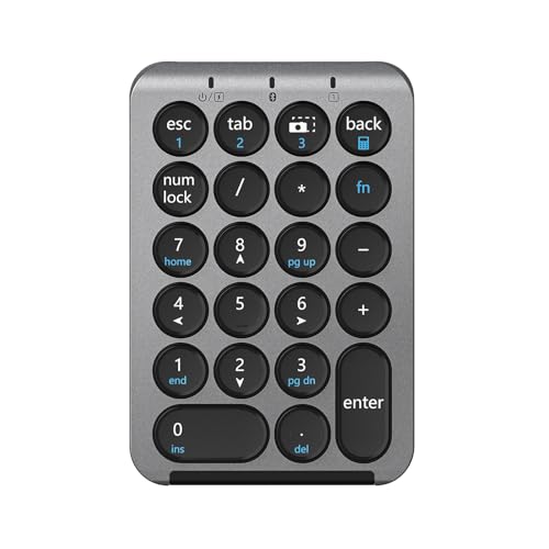iClever テンキー Bluetooth ワイヤレス 数字 キーボード 3台までペアリング パンタグラフ式 超薄型 Tabキー付き ブルートゥース 無線 ナンバーパッド Type-C充電 左手デバイス 片手デバイス ショートカットキー Windows/Mac/iPad/iPhone対応 KP08Pro (グレーブラック)