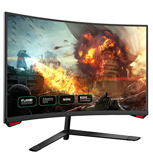 Fiodio 24インチ 165Hz リフレッシュレート カーブモニター フルHD 1080P HDMIディスプレイポート付き VESA対応 ホームオフィスおよびゲーム用フリーティアアイケアモニター (DPケーブル付属) 24H3G